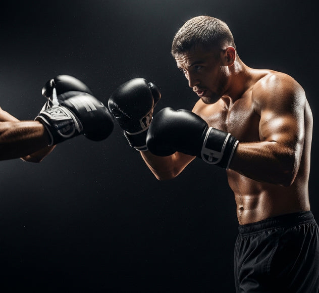 Boxer practicing the shadow boxing technique with proper stance and movement