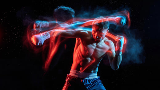 Beginner practicing basic boxing combos during training