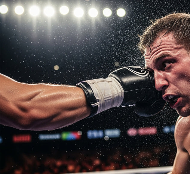 boxer demonstrating powerful knockout punches including cross hook and uppercut in training