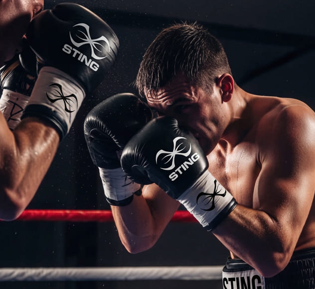A boxer demonstrating how to block punches using high guard parry and defensive techniques