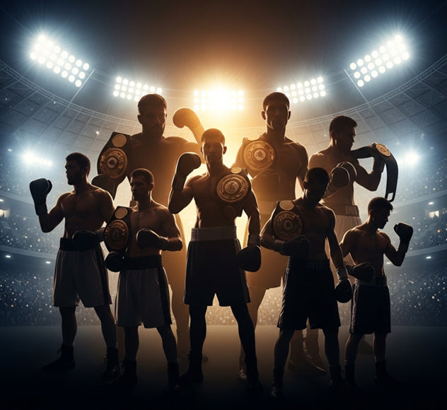 Top boxing world champions across multiple divisions with stats and achievements