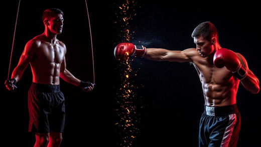 Aerobic vs anaerobic exercise comparison showing endurance and power training for boxing athletes